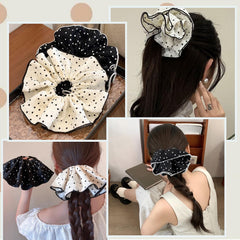mdgfge scrunchie worn in a ponytail on dark hair for secure everyday hold