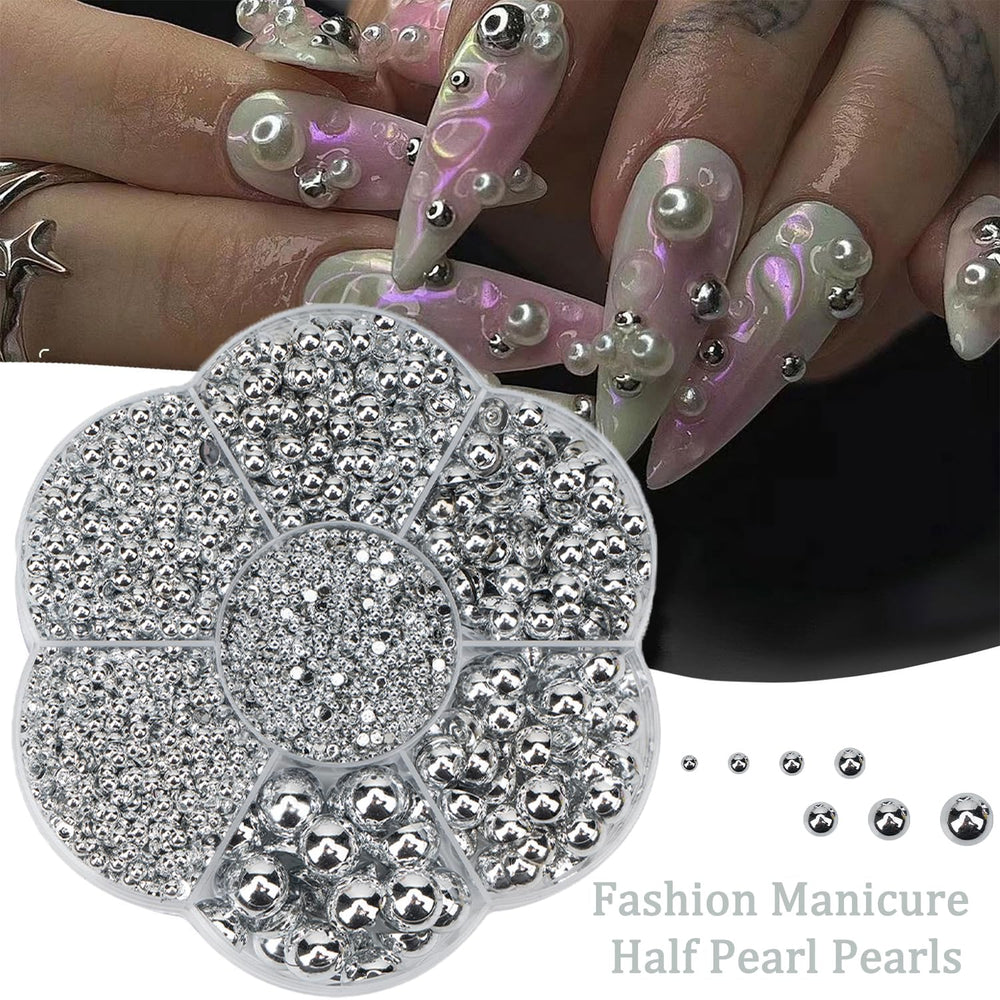 Mdscve nail art in use with pearls showing polished accents that elevate manicure