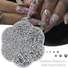 Mdscve nail art in use with pearls showing polished accents that elevate manicure