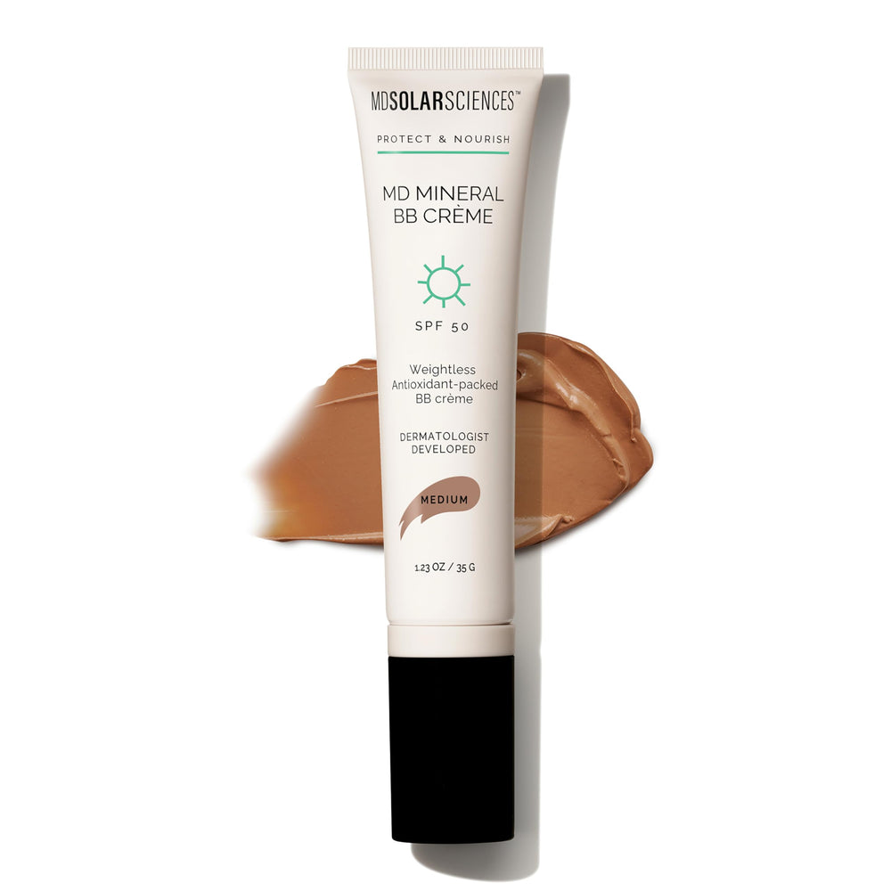 MDSolarSciences front packaging showing SPF 50 and tinted BB cream benefits