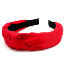 MDSTYLE red headband front view showing knot and sleek finish for stylish accent