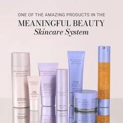 Meaningful Beauty jar next to passport showing travel-friendly size and convenience