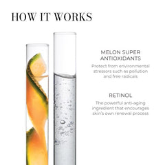 Meaningful Beauty bottle with melon showing antioxidant protection benefit