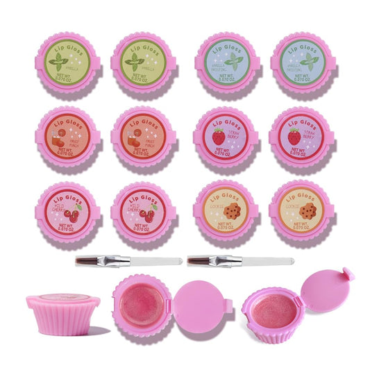 Mebtmel front packaging showing 12 cupcake glosses and colorful appeal