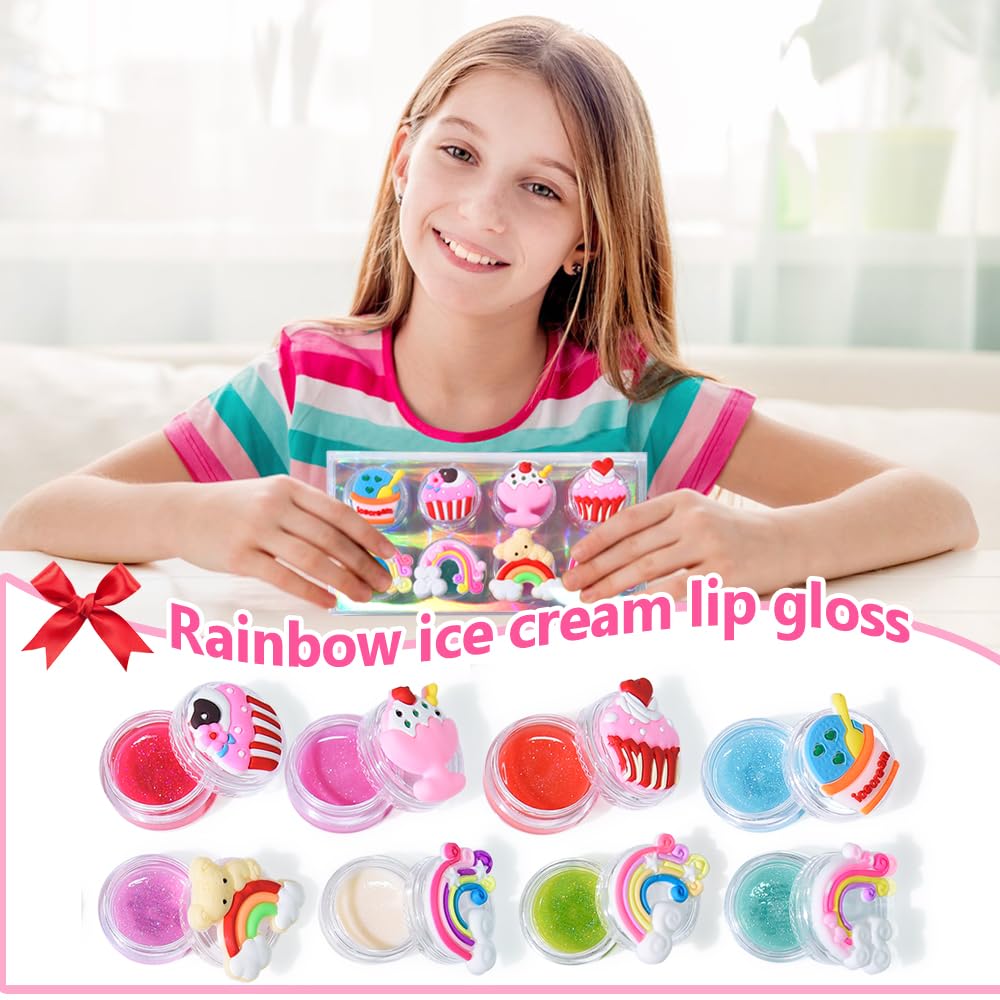 Mebtmel lip gloss tube top view open displaying applicator and color