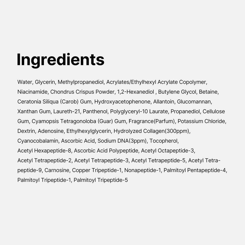 medicube label ingredient list detail showcasing PDRN and collagen benefits