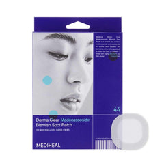 MEDIHEAL front packaging showing 44-count blemish patches and compact box for travel