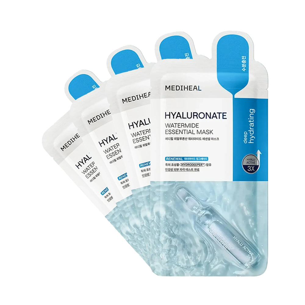 MEDIHEAL front packaging showing hydrating mask benefits and count
