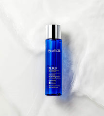 MEDIHEAL toner on bathroom shelf with towel showing daily routine ease