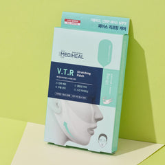 MEDIHEAL patch applied on chin demonstrating lifting benefit