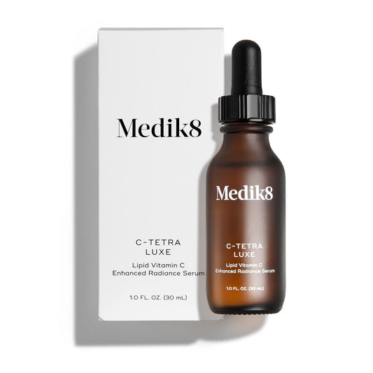 Medik8 front packaging showing bottle and branding for clear identification and trust
