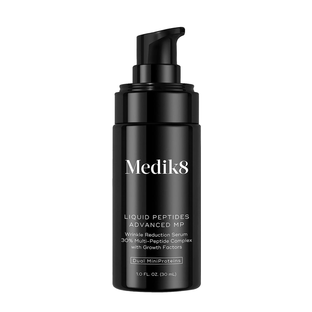 medik8 front packaging shows bottle and box, brand clarity and premium look