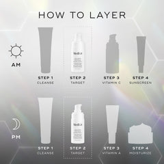 Medik8 Prismatic+ 1 oz next to ruler showing compact travel-friendly size