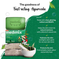 Medimix five bars lined up to show size and long-lasting supply benefit