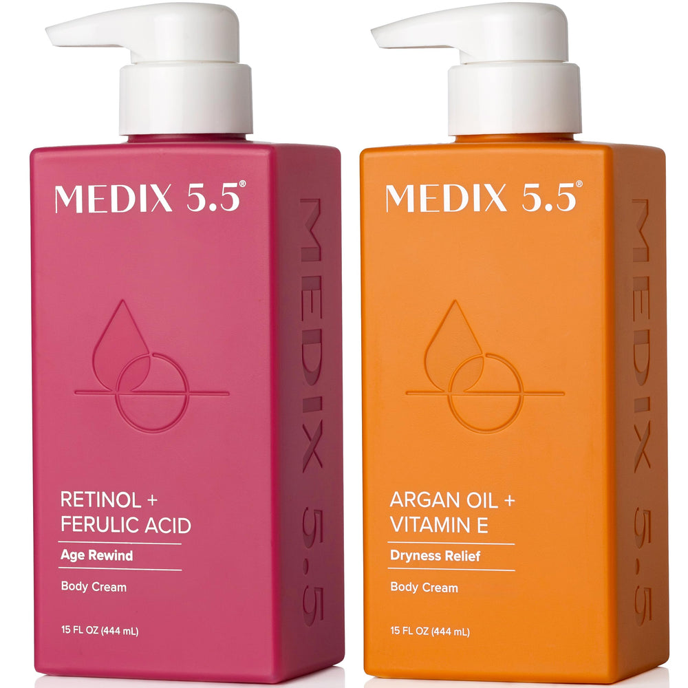 Medix 5.5 front packaging showing the two-piece anti-aging set and benefits