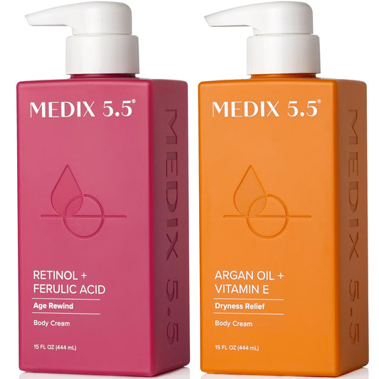Medix 5.5 front packaging showing the two-piece anti-aging set and benefits