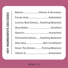 Medix 5.5 retinol lotion texture swiped on skin highlighting smooth absorption