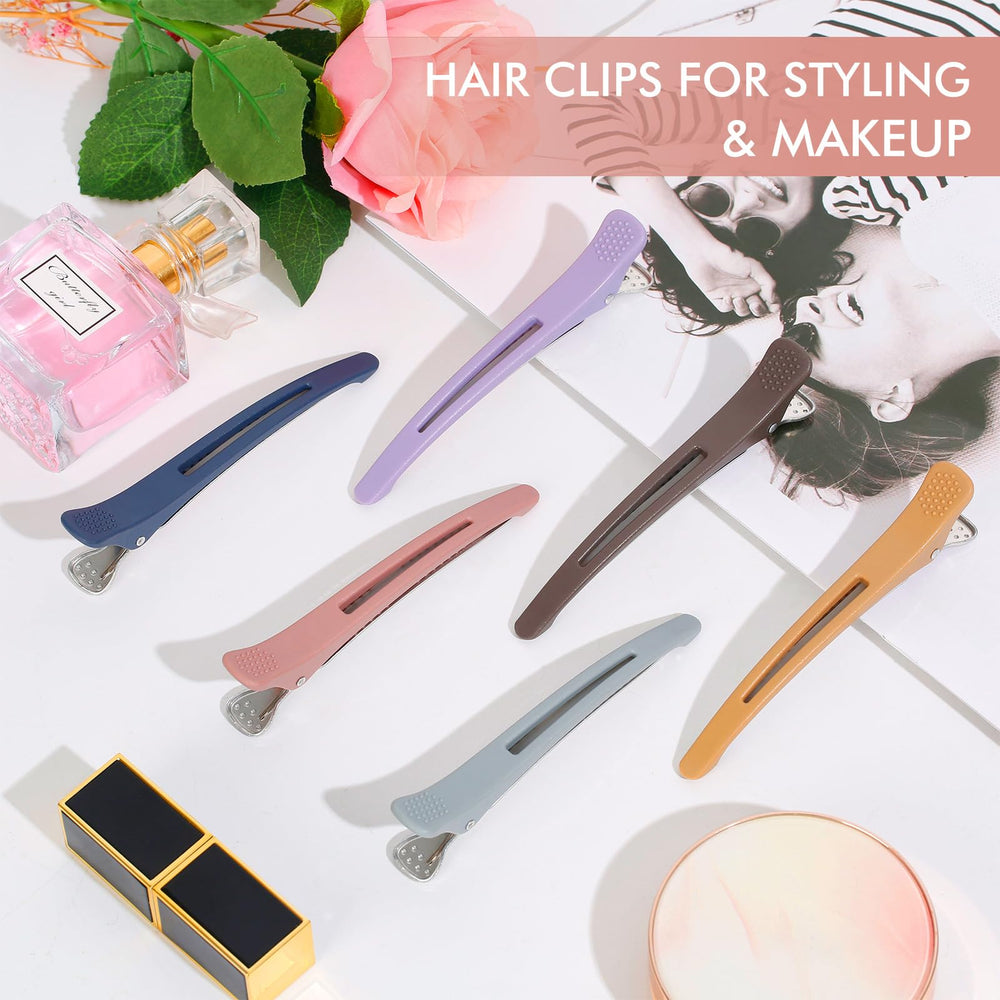 Medoca clips holding a thick long hair section without slipping or tugging