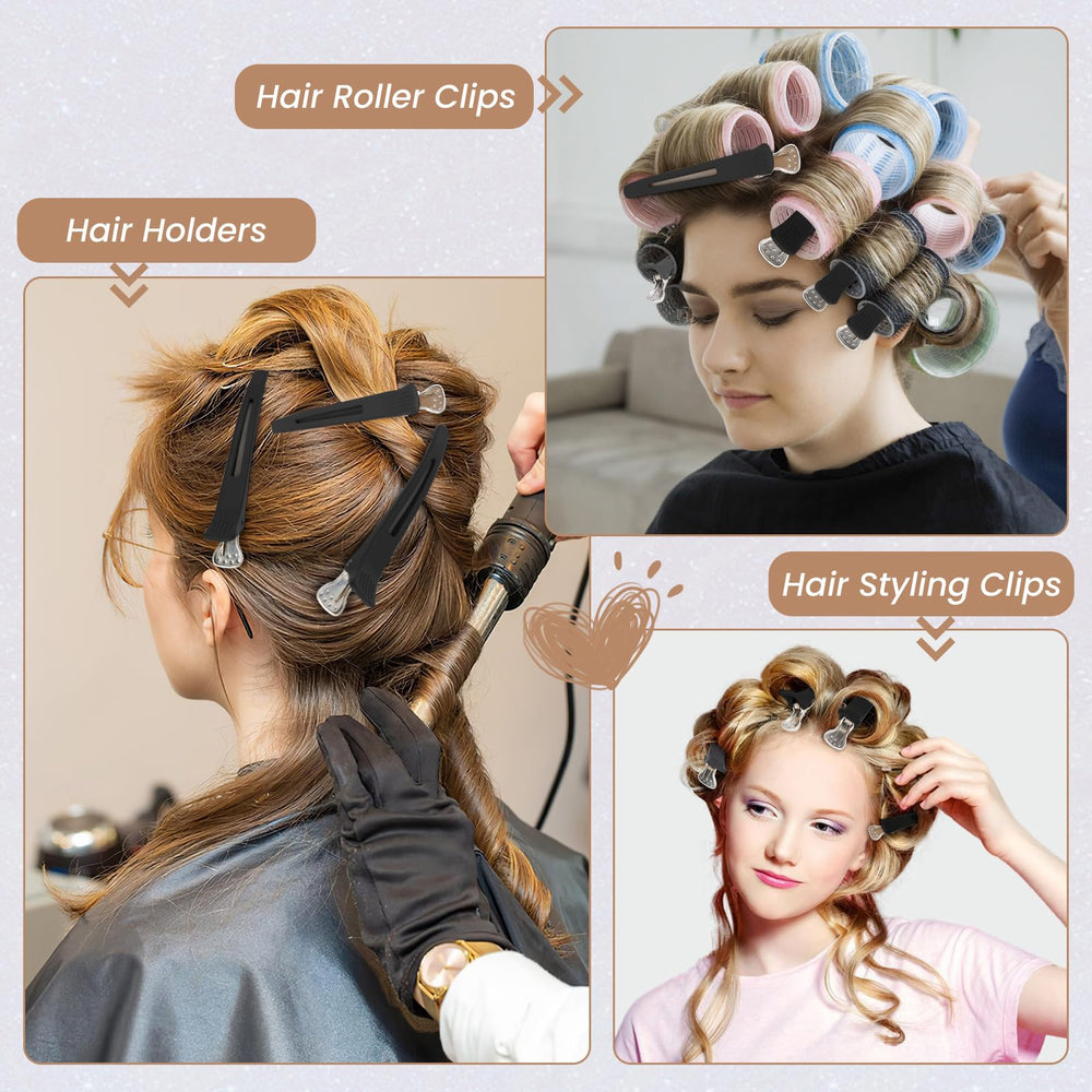 Medoca clips holding section during blow-dry illustrating non-slip performance and styling efficiency
