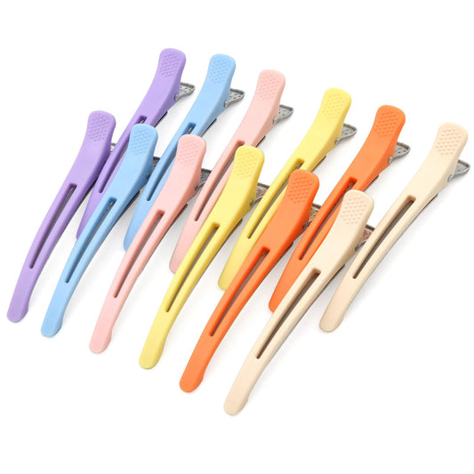 Medoca front view of 12 multicolor clips showing set and packaging benefit tidy storage