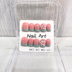 meemooron front packaging showing glossy green French tip nails and luxury presentation