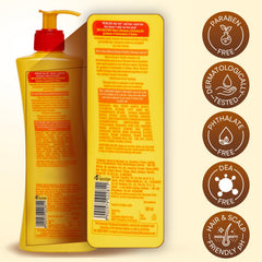 Meera shampoo texture closeup on hand, shows creamy lather and nourishing almond benefit