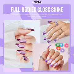 MEFA brush applying smooth gel polish stroke, demonstrates streak-free coverage benefit