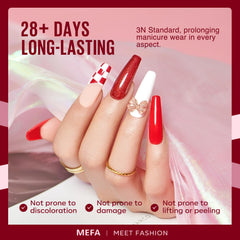 MEFA manicured hand with cured polish showcasing durable salon-quality shine
