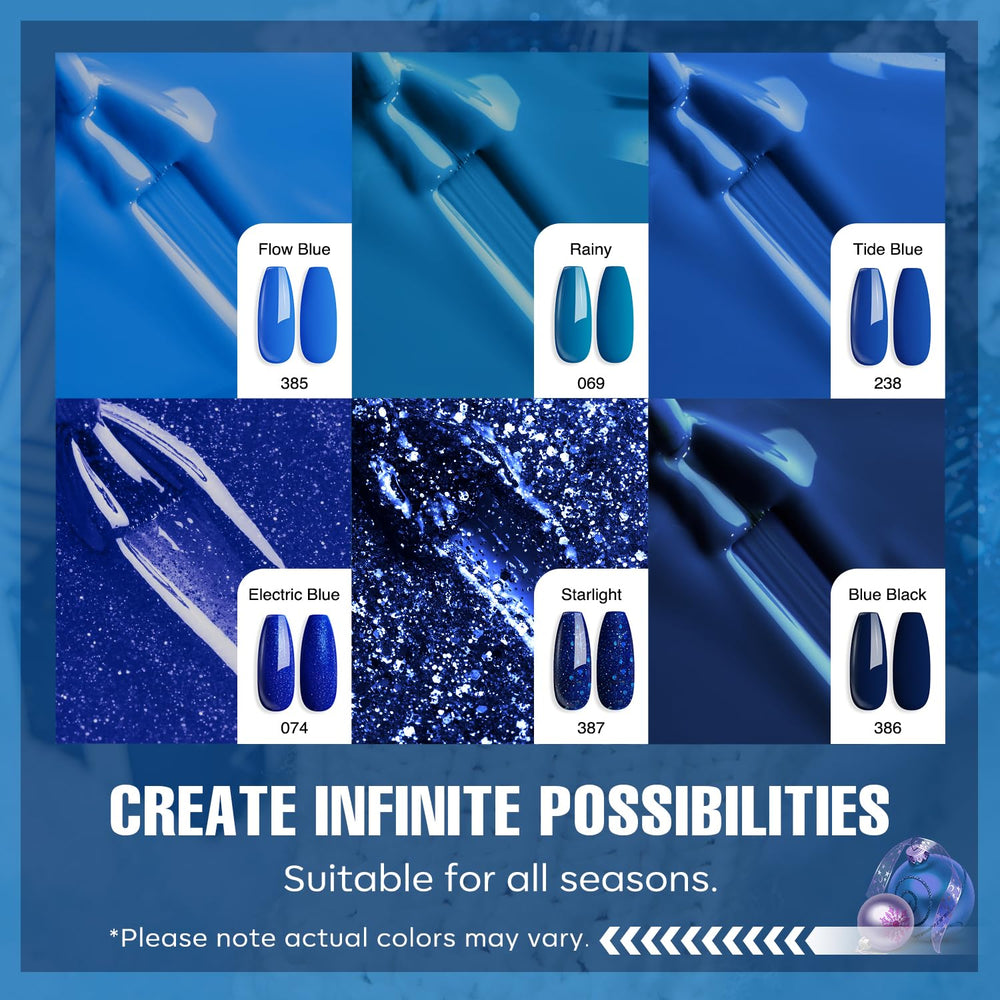 MEFA peacock and lake blue gradient nails showing color blending options