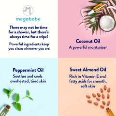 Megababe ingredients display hyaluronic acid and apricot oil for soft skin