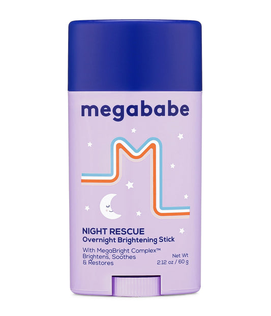 Megababe Night Rescue stick front view showing compact applicator and convenient design