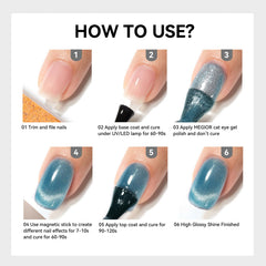MEGIOR finished manicure in lifestyle setting showing green holographic nails benefit eye-catching style
