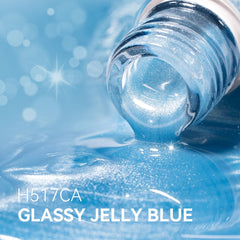 MEGIOR close-up gel texture highlighting blue glitter and shimmer