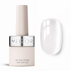 MEGIOR front bottle showing glassy clear holographic gel and label for fast recognition and choice
