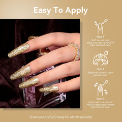 MEGIOR nail swatch wheel with multiple coats showing finish benefit: color intensity preview