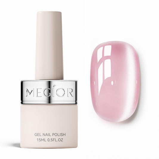 MEGIOR front bottle view showing jelly pink polish and brand clarity boost