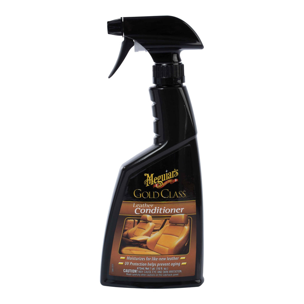 Meguiar's before and after car seat showing restored leather