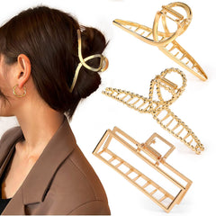 Mehayi front view metal claw clip showing sturdy hold for thick hair