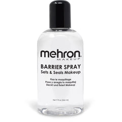 Mehron Barrier Spray front bottle view showing product and volume benefits