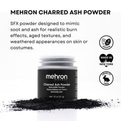 Close-up of Mehron powder texture revealing ultrafine, clump-free particles benefit