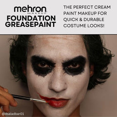 Mehron greasepaint black set with powder demonstration showing longer wear and matte finish