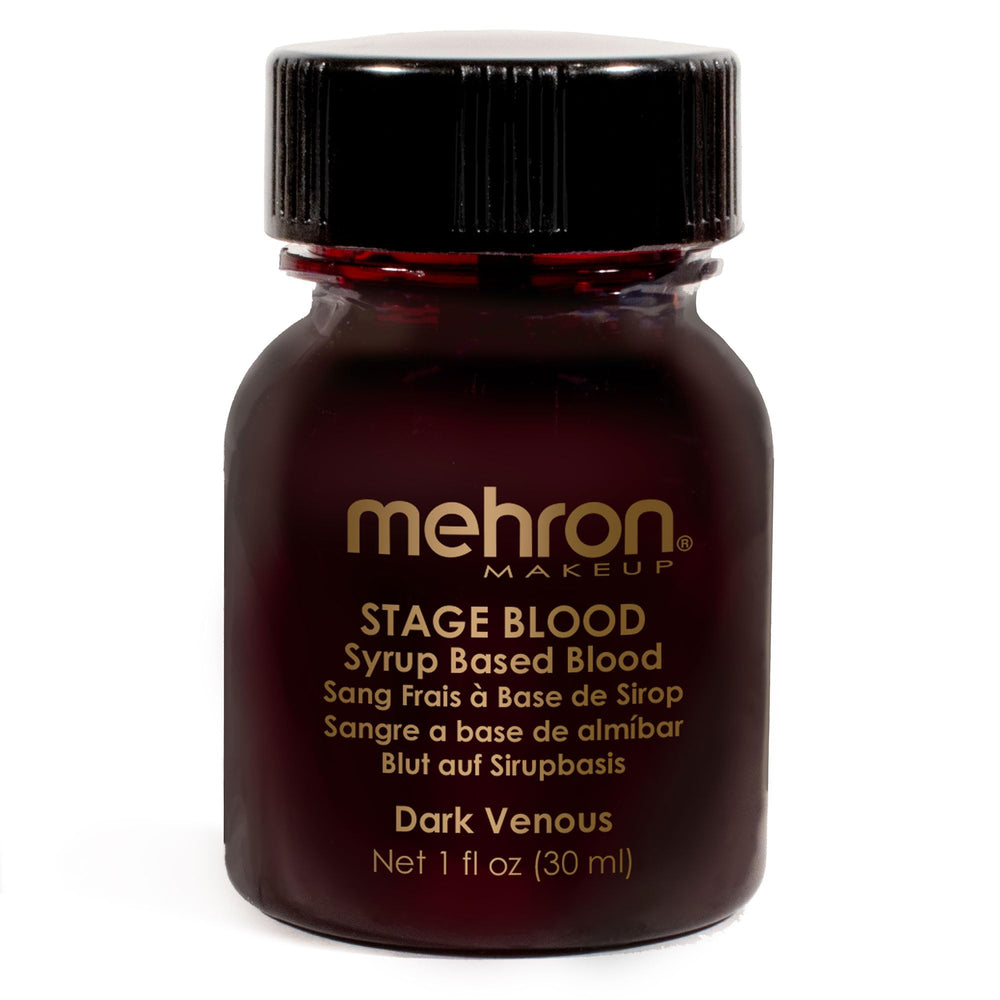 Mehron Stage Blood front bottle showing label and size, reliable professional product