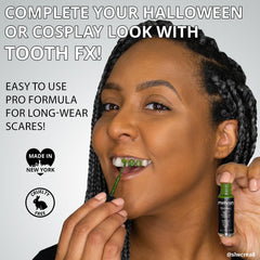 Mehron Tooth FX Black before and after comparison showing dramatic effect benefit