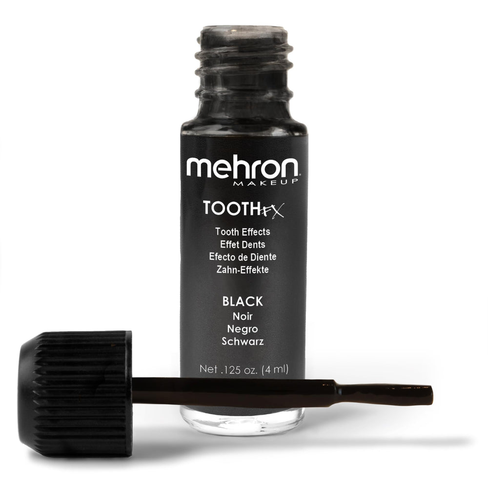 Mehron Tooth FX Black bottle front view showing clear labeling and benefit