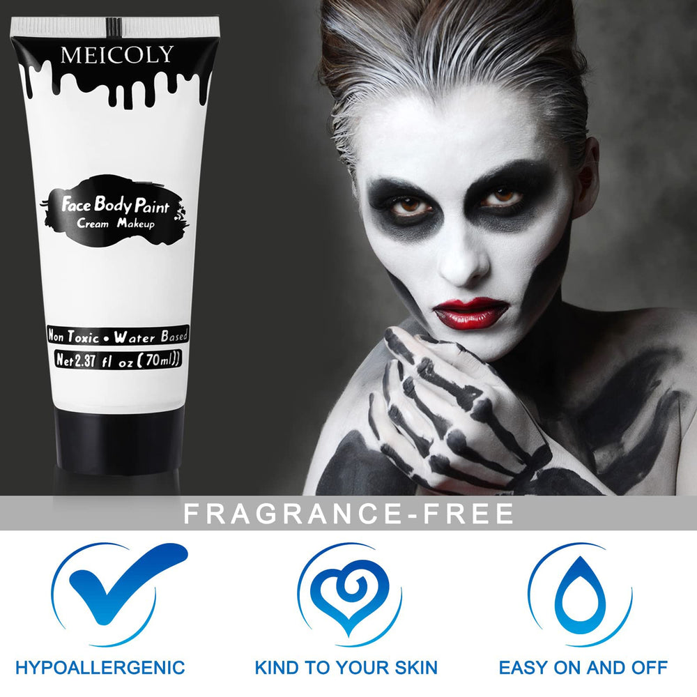MEICOLY applied with sponge demonstrating fast full-coverage base for face paint