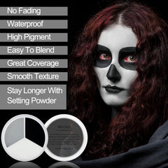 MEICOLY applied on adult clown face showing bold contrast and long-lasting finish