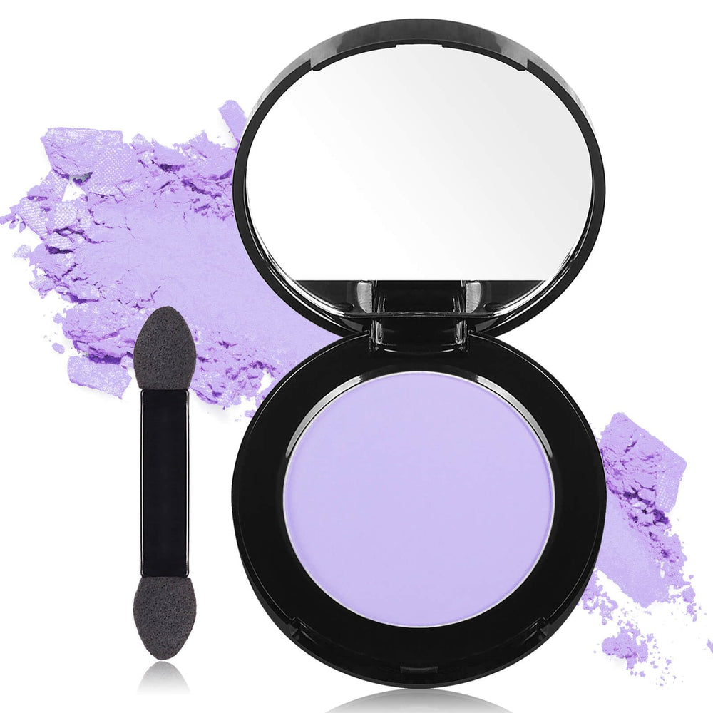 MEICOLY front compact showing lilac matte shade and travel-ready mirror