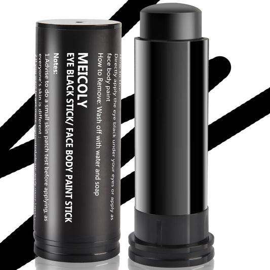 MEICOLY front view of closed eye black stick showing compact design and portability
