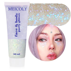 MEICOLY tube front view showing iridescent gel and handy applicator