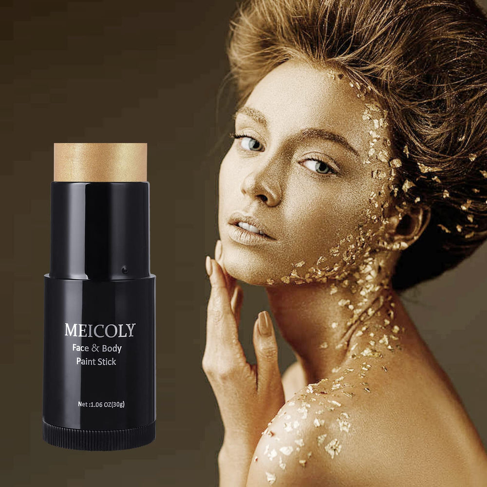 MEICOLY blended on forehead illustrating even metallic coverage and shine